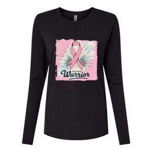 In October We Wear Stay Strong Warrior Breast Cancer Womens Cotton Relaxed Long Sleeve T-Shirt