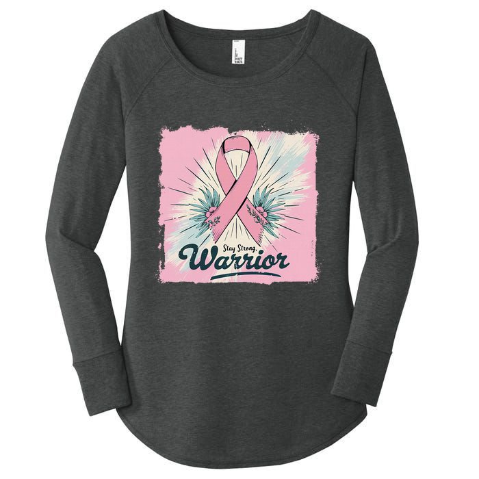 In October We Wear Stay Strong Warrior Breast Cancer Women's Perfect Tri Tunic Long Sleeve Shirt