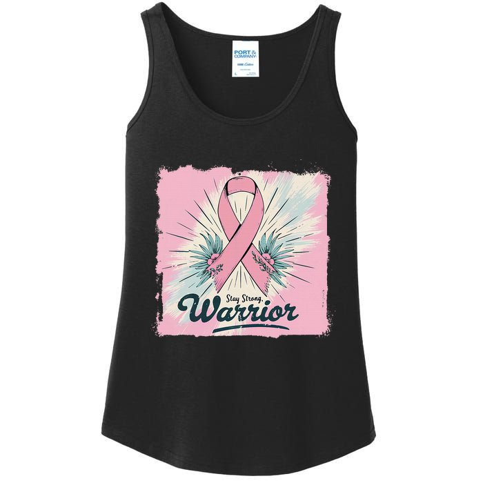 In October We Wear Stay Strong Warrior Breast Cancer Ladies Essential Tank