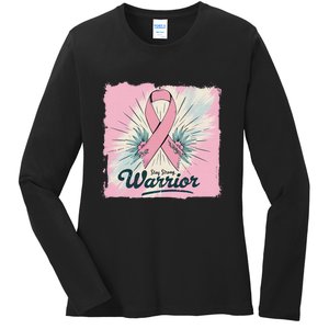 In October We Wear Stay Strong Warrior Breast Cancer Ladies Long Sleeve Shirt