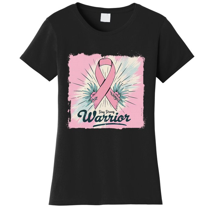 In October We Wear Stay Strong Warrior Breast Cancer Women's T-Shirt