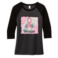 In October We Wear Stay Strong Warrior Breast Cancer Women's Tri-Blend 3/4-Sleeve Raglan Shirt