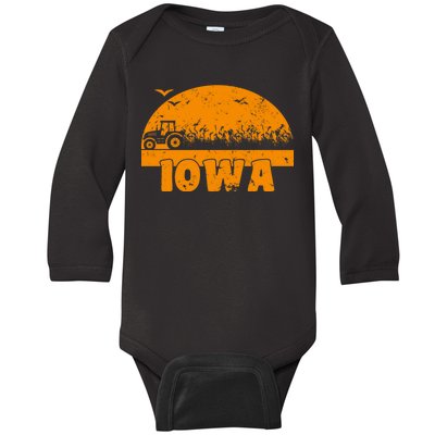 Iowa Farmers Tractor Baby Long Sleeve Bodysuit