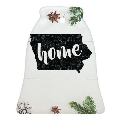 Iowa Home State Ceramic Bell Ornament