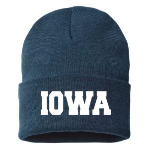 IOWA Team College University Logo Sustainable Knit Beanie