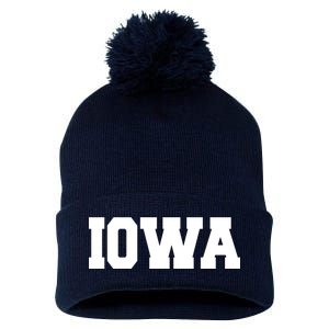 IOWA Team College University Logo Pom Pom 12in Knit Beanie