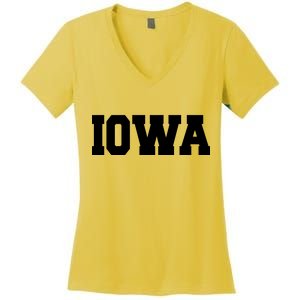 IOWA Team College University Logo Women's V-Neck T-Shirt