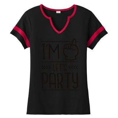 I'm One Years Old Let's Party Birthday Ladies Halftime Notch Neck Tee