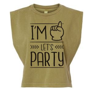 I'm One Years Old Let's Party Birthday Garment-Dyed Women's Muscle Tee