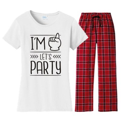 I'm One Years Old Let's Party Birthday Women's Flannel Pajama Set