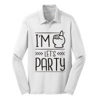 I'm One Years Old Let's Party Birthday Silk Touch Performance Long Sleeve Polo