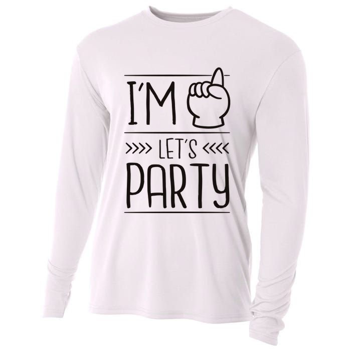 I'm One Years Old Let's Party Birthday Cooling Performance Long Sleeve Crew