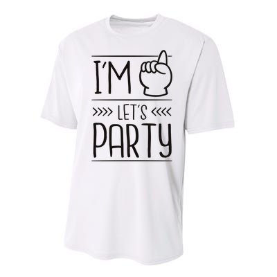 I'm One Years Old Let's Party Birthday Performance Sprint T-Shirt