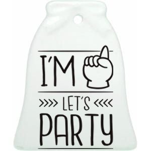 I'm One Years Old Let's Party Birthday Ceramic Bell Ornament