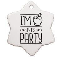 I'm One Years Old Let's Party Birthday Ceramic Star Ornament