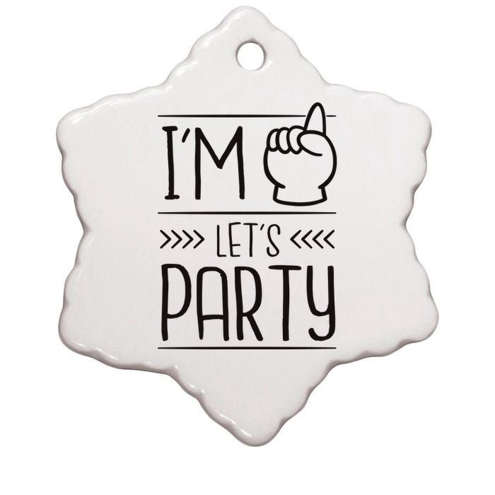 I'm One Years Old Let's Party Birthday Ceramic Star Ornament