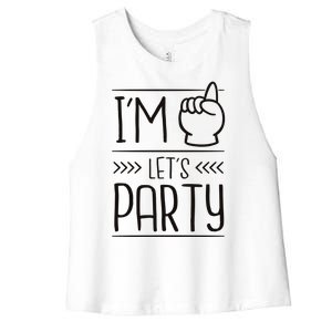 I'm One Years Old Let's Party Birthday Women's Racerback Cropped Tank