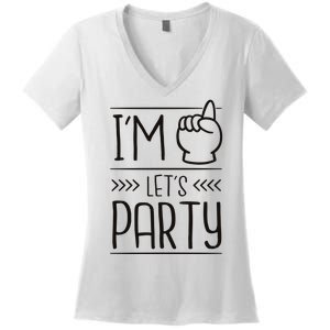 I'm One Years Old Let's Party Birthday Women's V-Neck T-Shirt