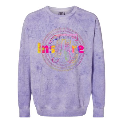 Inspire Pi 3.14 Math Teacher Pi National Day Colorblast Crewneck Sweatshirt