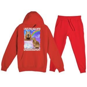 I Put Ass Into Embarrassment Embarrassing Meme Culture Premium Hooded Sweatsuit Set