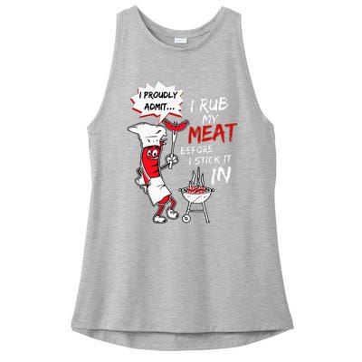 I Proudly Admit I Rub My Meat Before I Stick It In Hot Dog Ladies PosiCharge Tri-Blend Wicking Tank