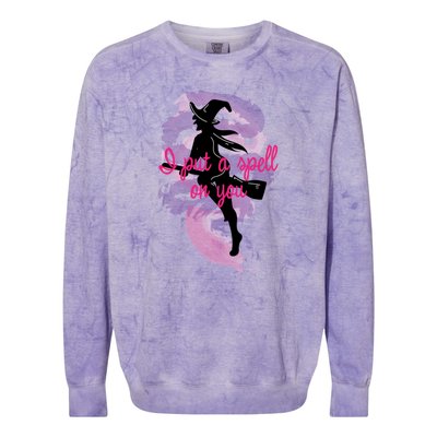 I Put A Spell On You Witch Sisters Halloween Quote Cute Gift Colorblast Crewneck Sweatshirt