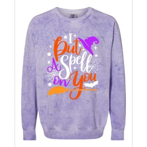 I Put A Spell On You Meaningful Gift Funny Witch Broom Halloween Gift Colorblast Crewneck Sweatshirt