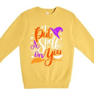 I Put A Spell On You Meaningful Gift Funny Witch Broom Halloween Gift Premium Crewneck Sweatshirt