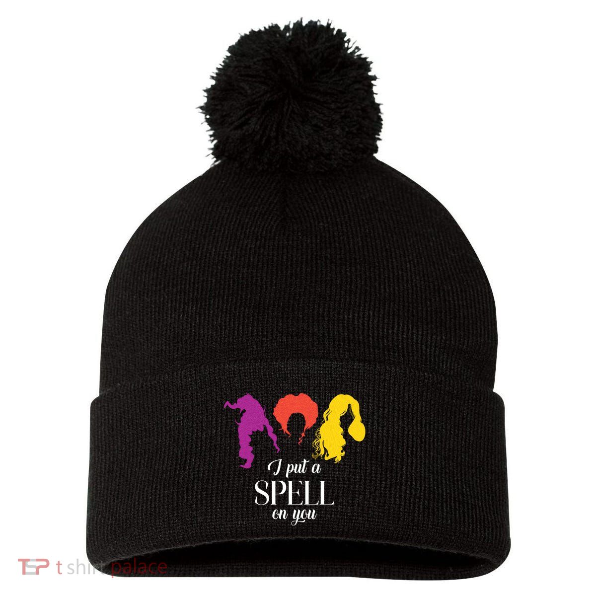 I Put A Spell On You Halloween Witch Pom Pom 12in Knit Beanie