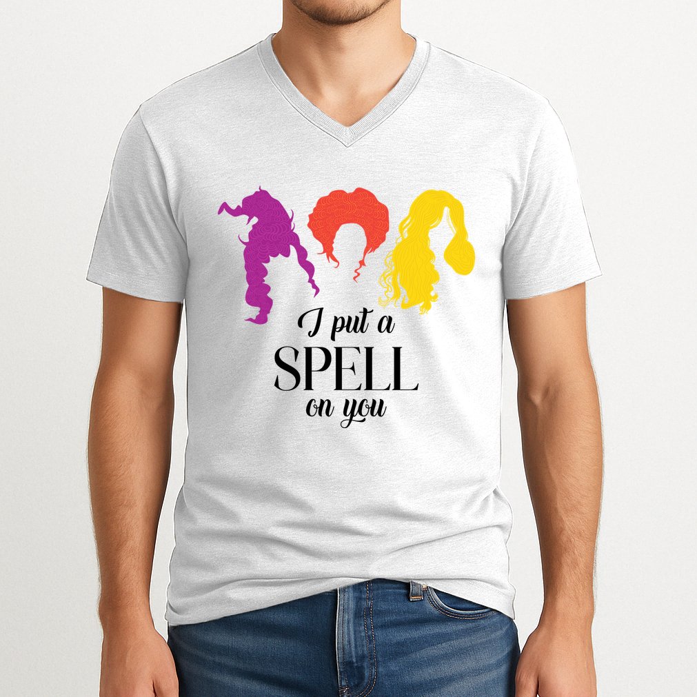 I Put A Spell On You Halloween Witch V-Neck T-Shirt
