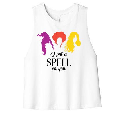 I Put A Spell On You Halloween Witch Women's Racerback Cropped Tank