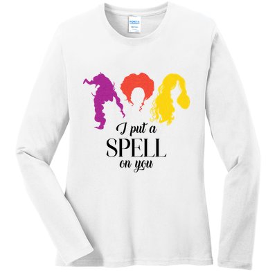 I Put A Spell On You Halloween Witch Ladies Long Sleeve Shirt