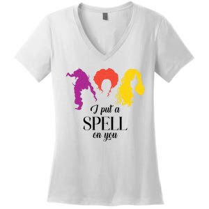 I Put A Spell On You Halloween Witch Women's V-Neck T-Shirt