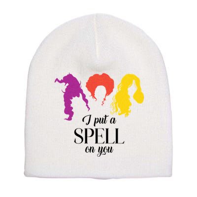I Put A Spell On You Halloween Witch Short Acrylic Beanie