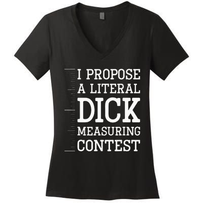 I Propose A D!ck Measuring Contest Billionaire Detestable Women's V-Neck T-Shirt