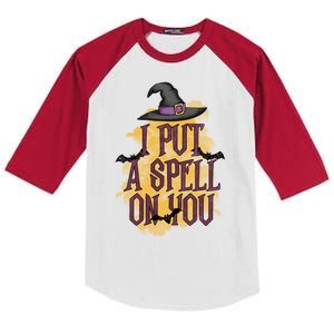 I Put A Spell On You Gift For Halloween Day Kids Colorblock Raglan Jersey