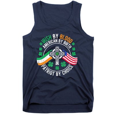 Irish Pride American Flag Celtic Cross St Patricks Day Tank Top