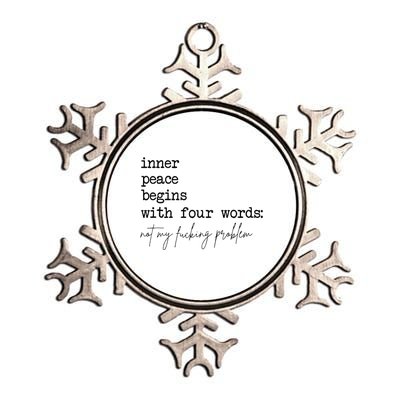 Inner Peace Begins With Four Words Metallic Star Ornament