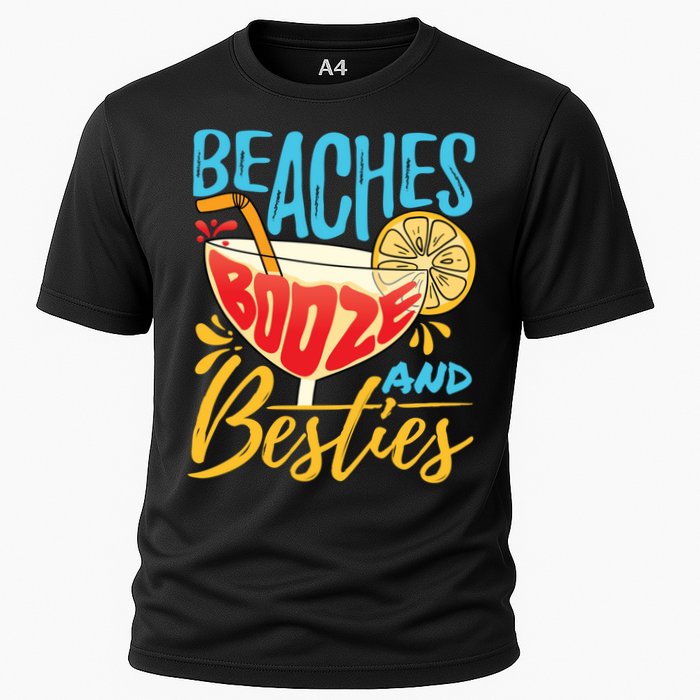 Island Party Beach Bachelorette Gift Beaches Booze And Besties Meaningful Gift Cooling Performance Crew T-Shirt