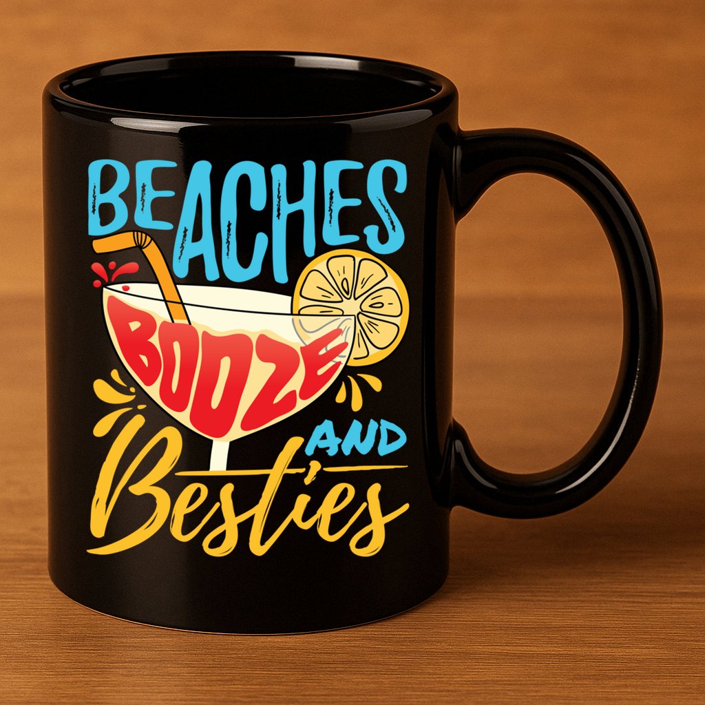 Island Party Beach Bachelorette Gift Beaches Booze And Besties Meaningful Gift 11oz C Handle Ceramic Mug