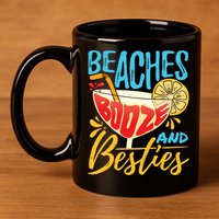 Island Party Beach Bachelorette Gift Beaches Booze And Besties Meaningful Gift 11oz C Handle Ceramic Mug