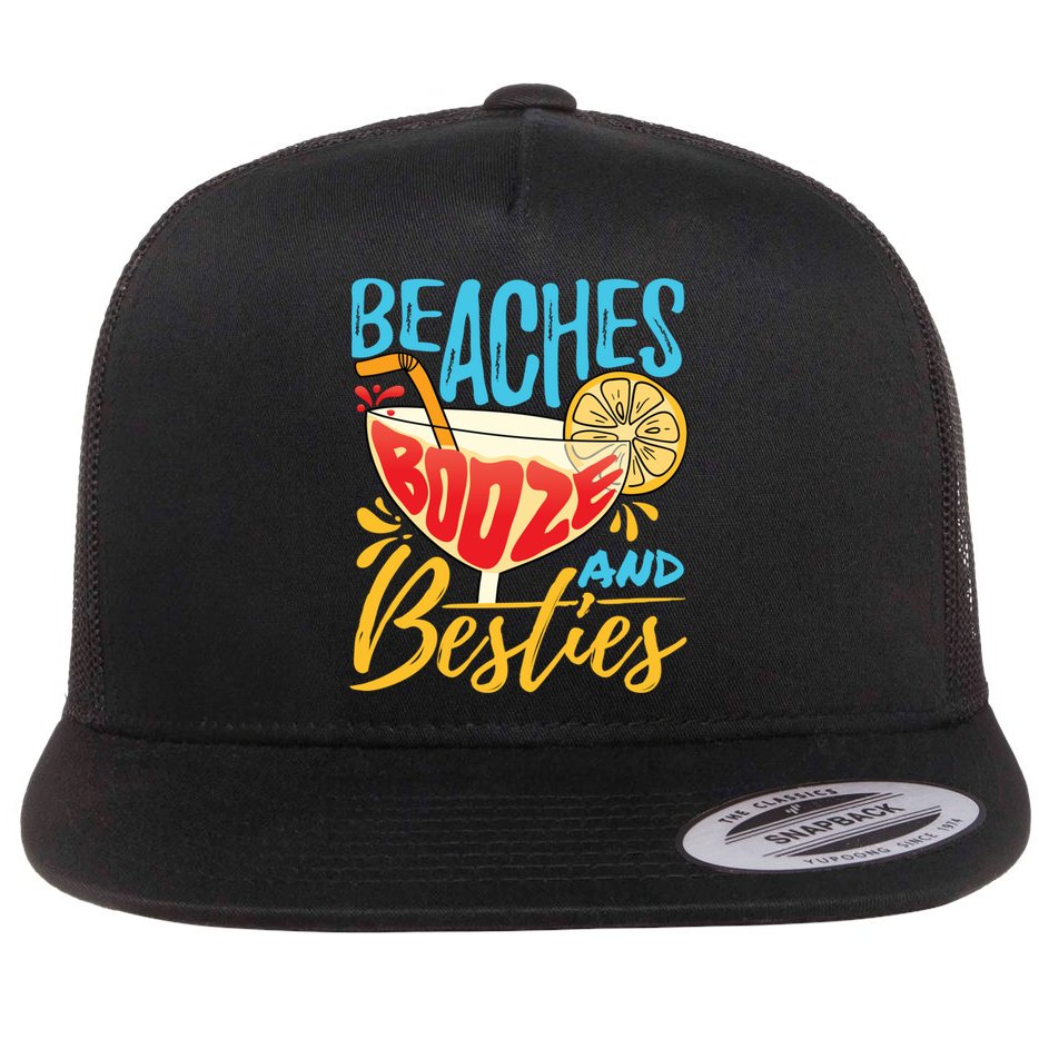 Island Party Beach Bachelorette Gift Beaches Booze And Besties Meaningful Gift Flat Bill Trucker Hat