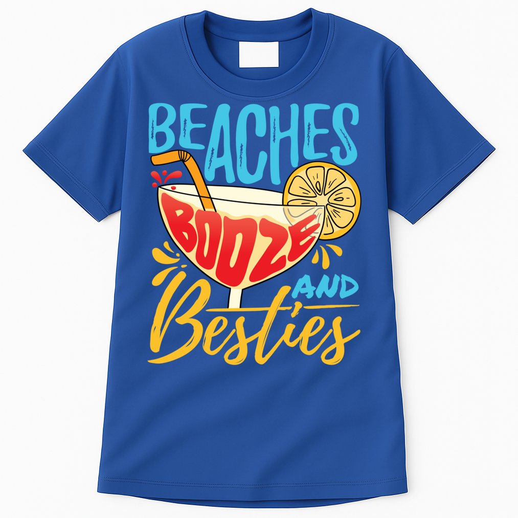 Island Party Beach Bachelorette Gift Beaches Booze And Besties Meaningful Gift Tall T-Shirt