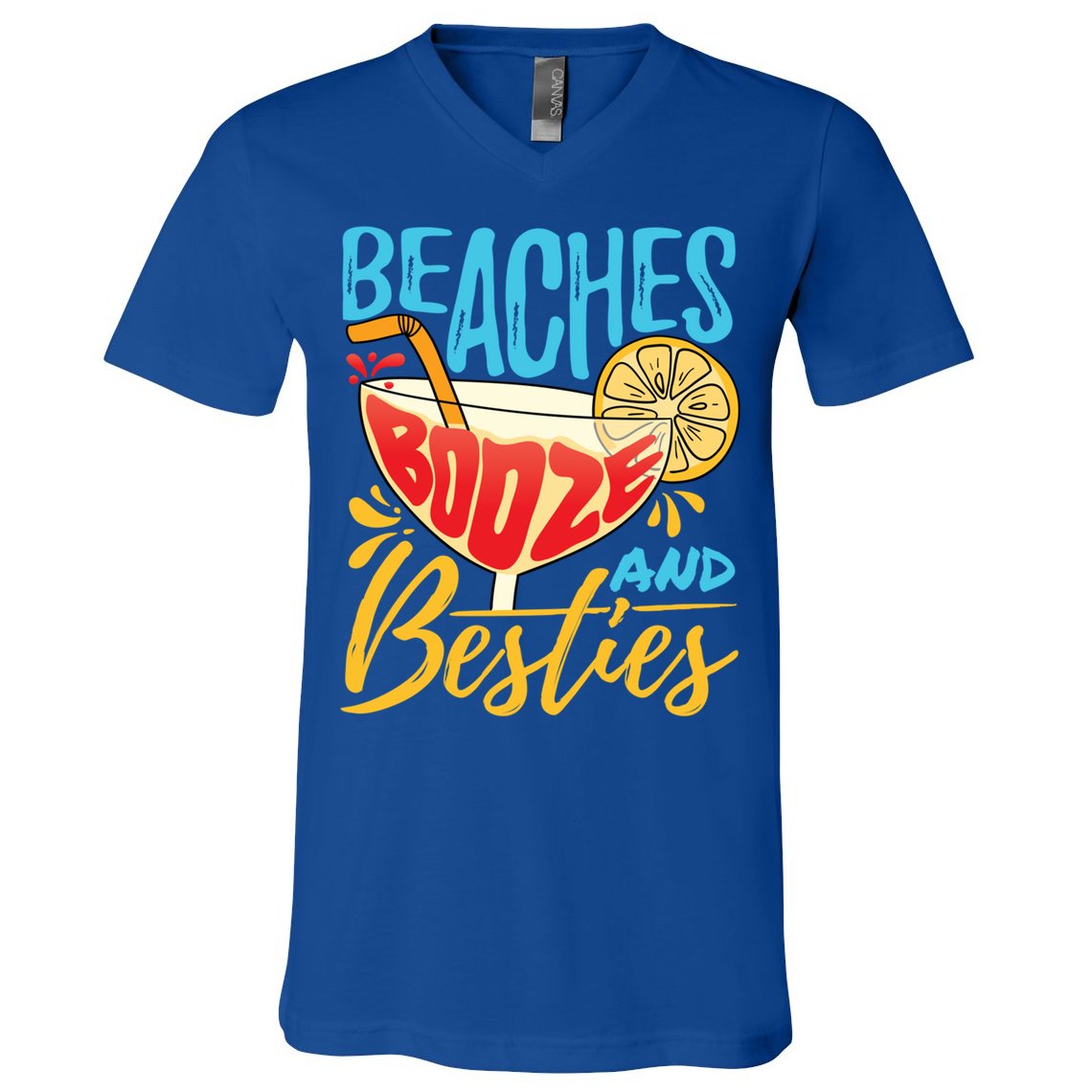 Island Party Beach Bachelorette Gift Beaches Booze And Besties Meaningful Gift V-Neck T-Shirt