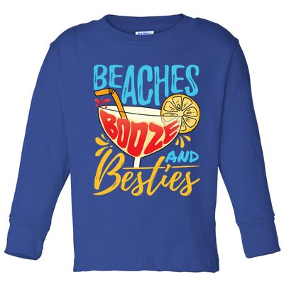 Island Party Beach Bachelorette Gift Beaches Booze And Besties Meaningful Gift Toddler Long Sleeve Shirt