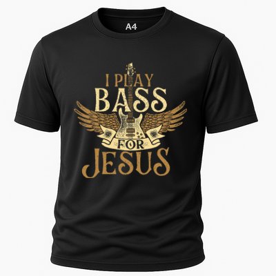 I Play Bass For Jesus Bassist Musician Bass Guitar Music Cooling Performance Crew T-Shirt