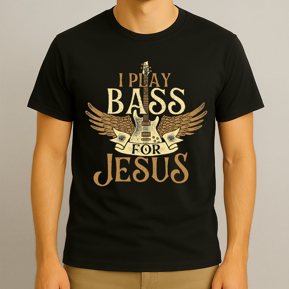 I Play Bass For Jesus Bassist Musician Bass Guitar Music T-Shirt