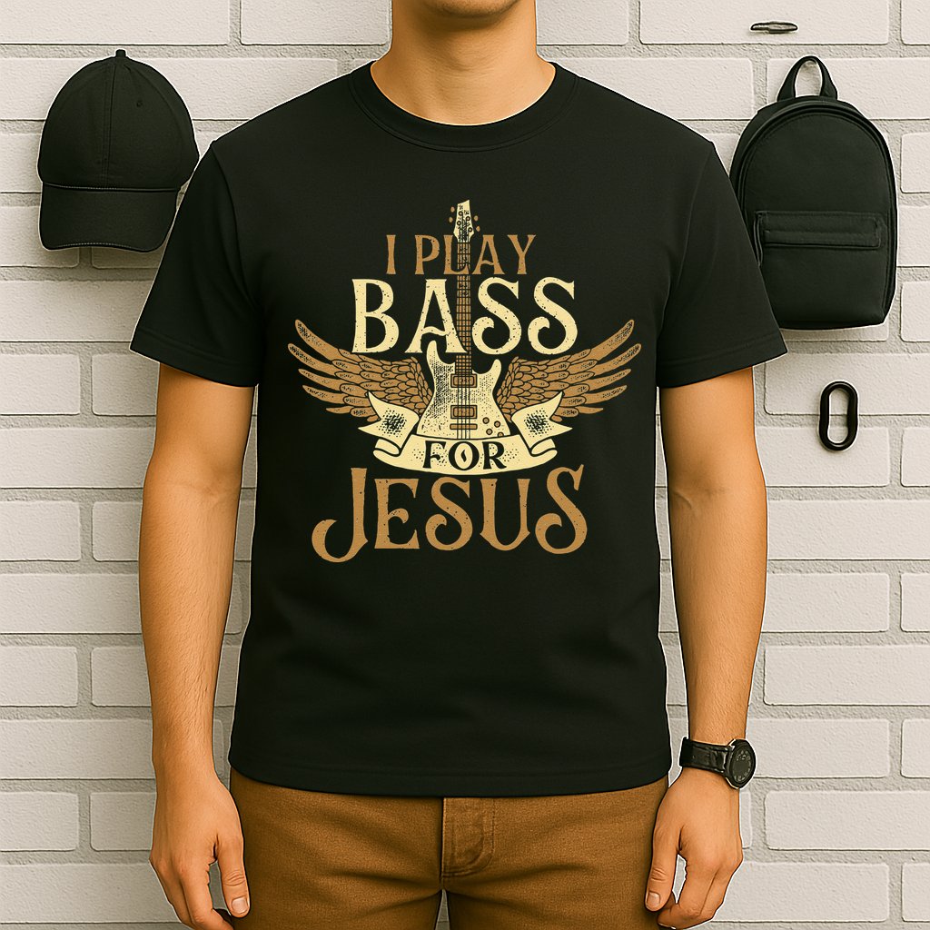 I Play Bass For Jesus Bassist Musician Bass Guitar Music T-Shirt