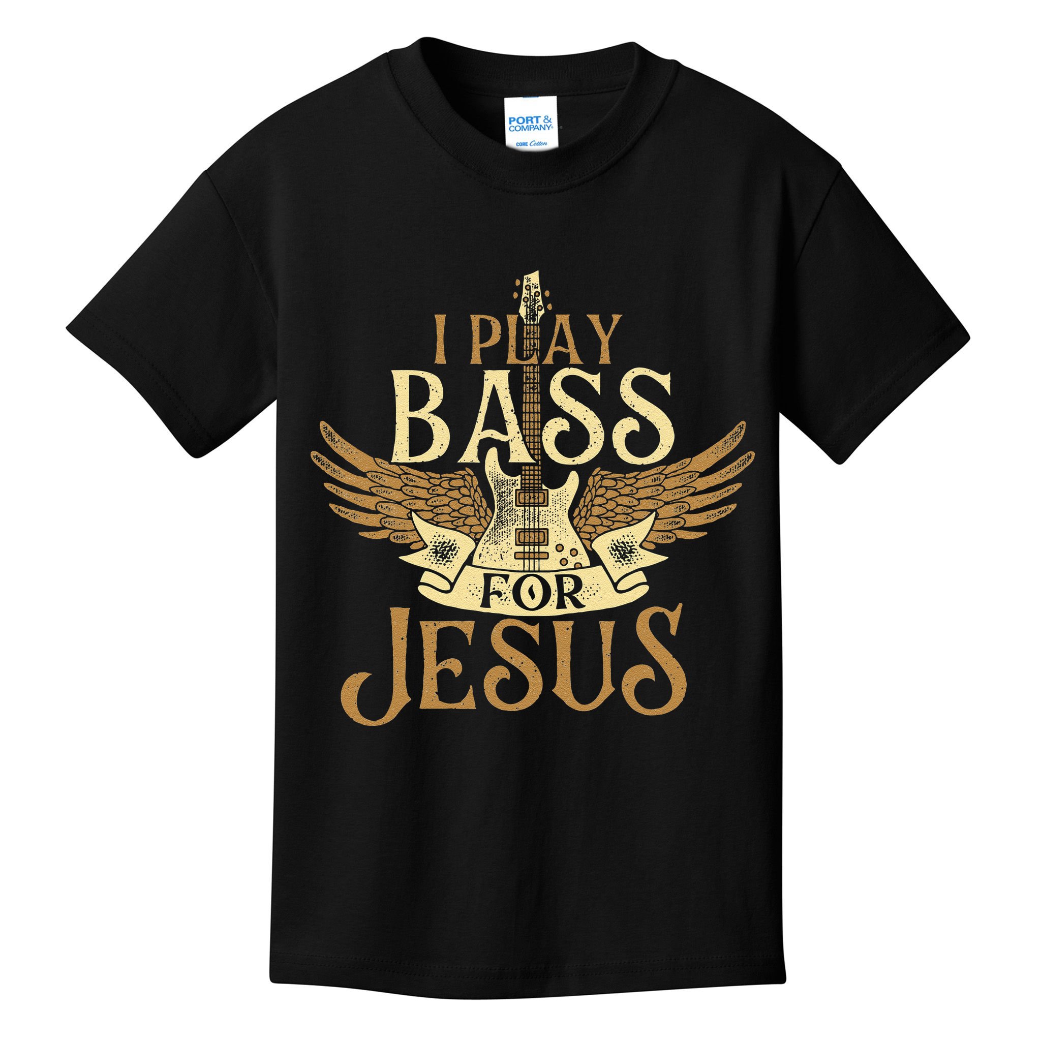 I Play Bass For Jesus Bassist Musician Bass Guitar Music Kids T-Shirt