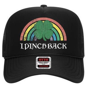 I Pinch Back Shamrock St. Patrick's Day Saint Paddys Rainbow High Crown Mesh Back Trucker Hat